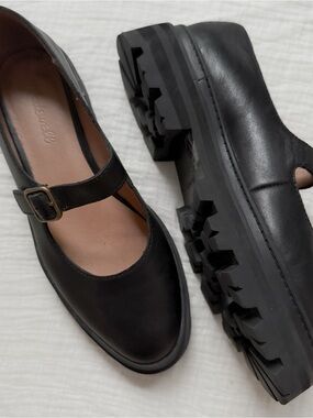 Madewell Black Leather Mary Jane Loafers